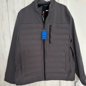 NWT Nautica Men's Gray Puffer Jacket with Faux Fur Lining